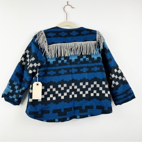 Boy + Girl 100% Cotton Blue Patterned Kids Jacket with Fringe NWT - Picture 3 of 11
